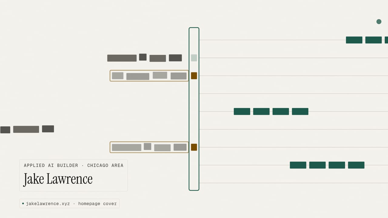 The homepage cover: records crossing a review gate, with Jake Lawrence's name in the corner.